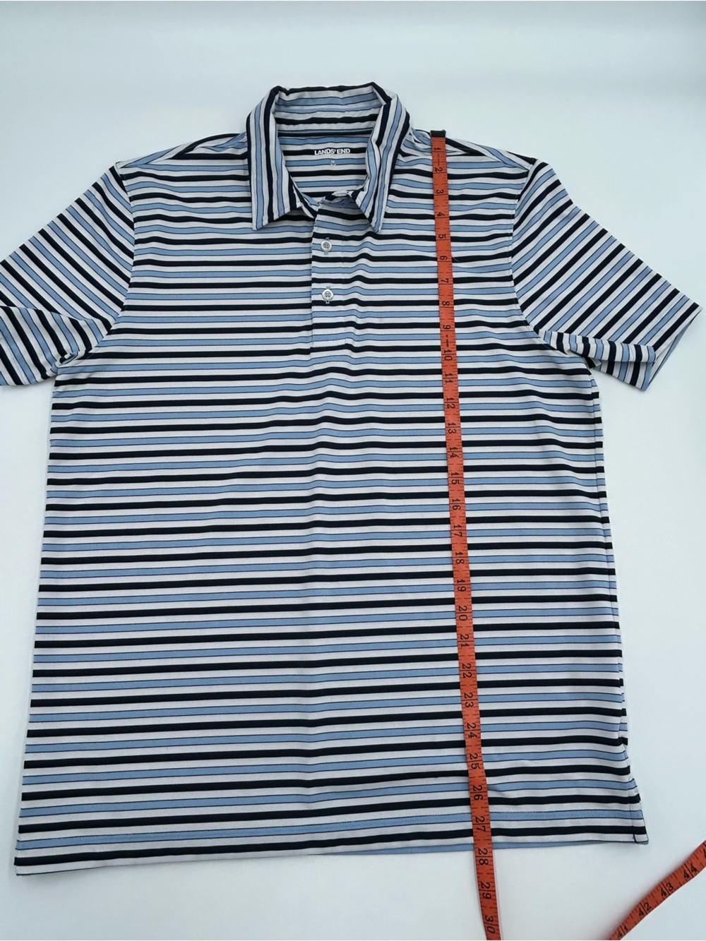 Lands' End Men’s Striped Polo in Navy, Light Blue & White M - Picture 6 of 9